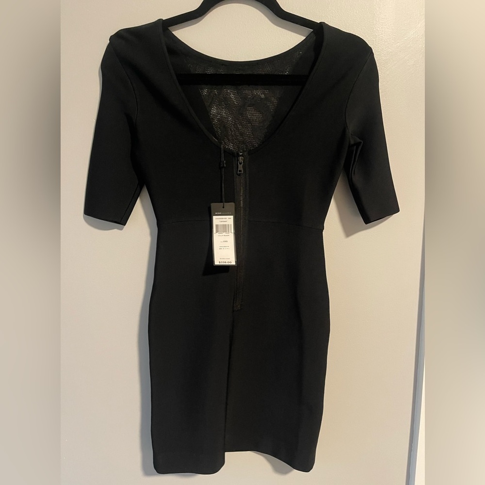 BCBGMAXAZRIA Jaydan Pointelle Trim Scoop-Back Dress